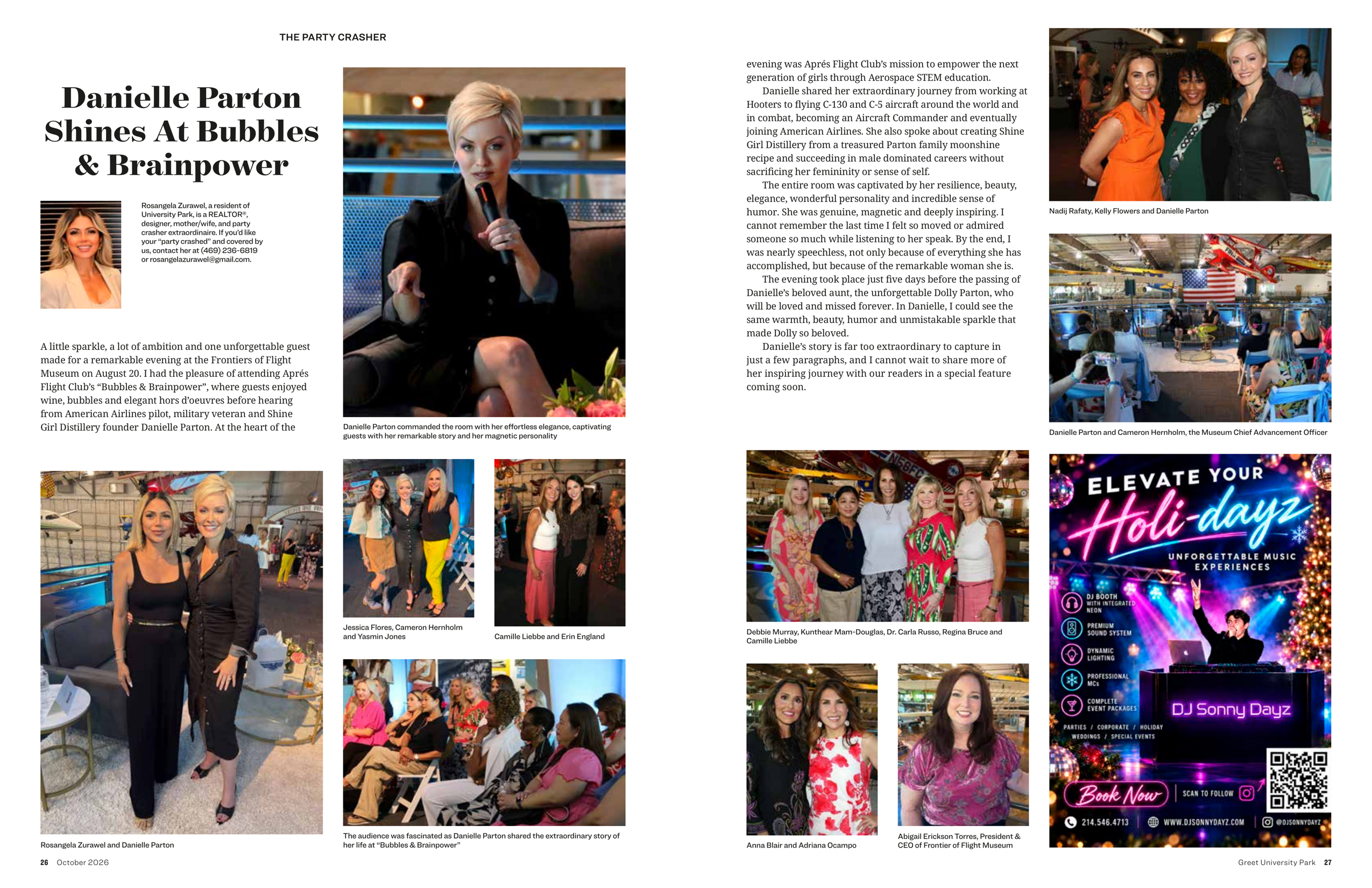 Danielle Parton Shines at the Frontiers of Flight Museum’s Aprés Flight Club’s Bubbles & Brainpower Special Event